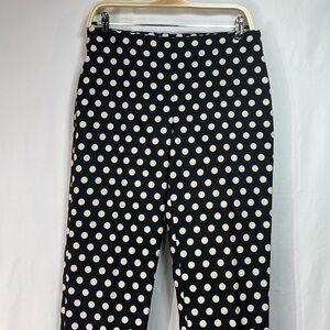 🧳 RSVP by Talbots black dress pants with large creamy white polka dots side zip
